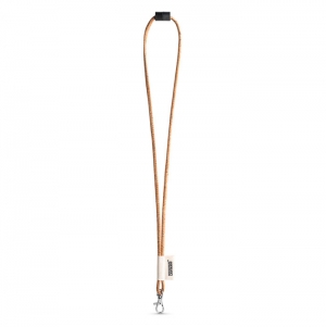 75096. SET Lanyard CORK Long (� 5 mm) com mosquet�o de gatilho 9 mm e Fecho de seguran�a � 5 mm