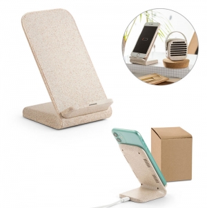 ENGLERT. Suporte para smartphone com carregador wireless super rpido 10W em ABS reciclado (100% rABS) e fibra de palha de trigo