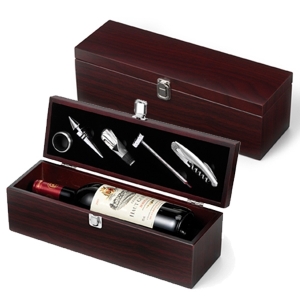Conjunto de vinho em madeira Nikita