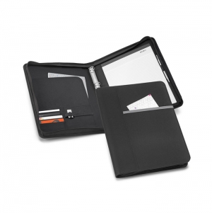 AUSTER. Pasta A4 em 600D com bloco de pginas pautadas