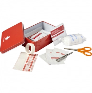 Kit de primeiros socorros em estanho met�lico Hassim
