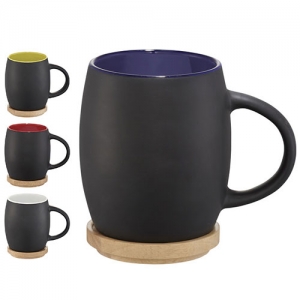 Caneca de cer�mica com tampa de madeira 'Hearth'