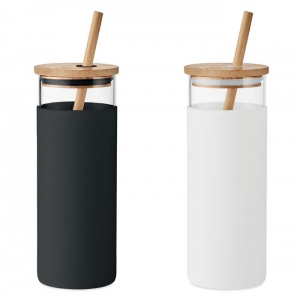 STRASS Copo  vidro tampa bambu 450ml