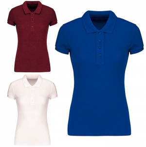 POLO PIQU BIO DE SENHORA DE MANGA CURTA BRANCO