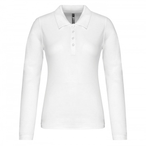 Polo piqu de senhora de manga comprida