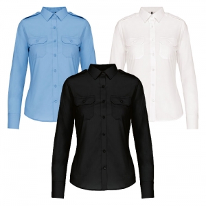 Camisa piloto de senhora de manga comprida