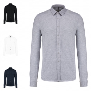 Polo em malha piqu� de manga comprida