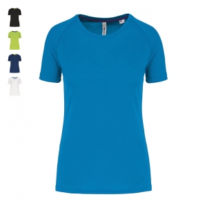 T-shirt de desporto de senhora de material reciclado com decote redondo