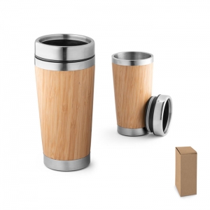 PIETRO. Copo de viagem em bambu e ao inoxidvel 500 mL