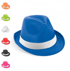 MANOLO POLI. Chap�u em PP com fita branca em poli�ster