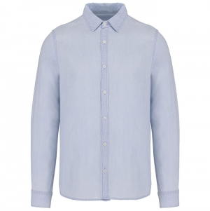 Camisa em algodo twill com aspecto lavado de homem