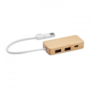 HUBBAM Hub de 3 portas USB em bambu