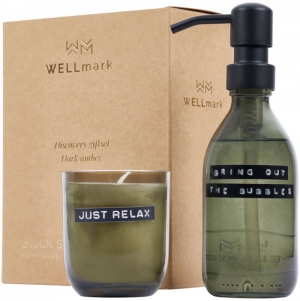Conjunto de saboneteiras e velas perfumadas Wellmark Discovery de 200 ml e 150 g - fragr�ncia �mbar escuro