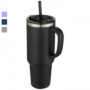 Caneca isolada a v�cuo com palhinha de cobre com certifica��o RCS de parede dupla de 1200 ml 'Sydney'