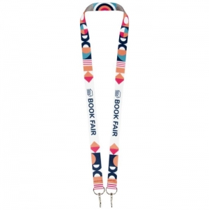 Lanyard RPET de sublima��o com 2 mosquet�es 'Leia'