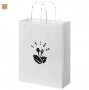 Saco de papel Kraft com al�as torcidas � 25 x 11 x 32 cm