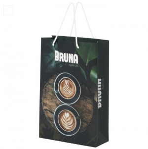 Saco de papel integra feito � m�o com al�as de corda pl�stica � 24 x 9 x 36 cm