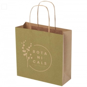 Saco de papel Kraft com al�as torcidas � 24 x 9 x 24 cm