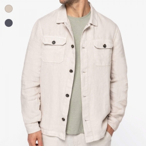 Sobrecamisa eco-responsvel com aspecto lavado em linho de homem