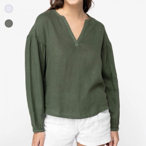 Blusa eco-responsvel em linho de senhora