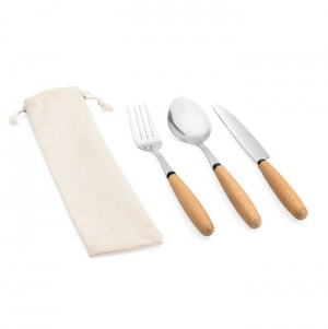 BOULUD. Conjunto de 3 peas em madeira de accia