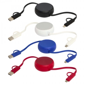 Cabo retr�til de sincroniza��o de dados e de carregamento r�pido de 45 W, de pl�stico reciclado e alum�nio de 100 cm 5 em 1 '