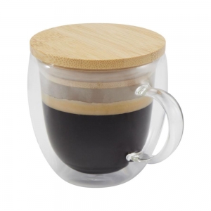 Copo de vidro com tampa de bambu de 250 ml 'Lenora'