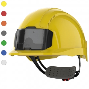 Capacete de seguran�a EVOLite� com porta-crach�, ventilado, fecho de cremalheira
