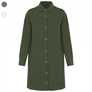 Vestido camiseiro em linho de senhora