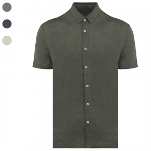 Camisa de manga curta em linho de homem