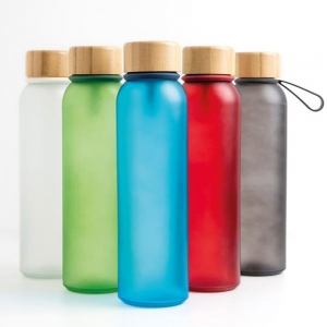 Garrafa vidro fosco 500ml, pega silicone