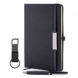 Conjunto Bloco A5, esferogr�fica e porta-chaves