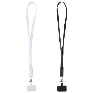 Lanyard de pl�stico reciclado para smartphone com cabo de sincroniza��o de dados e carregamento r�pido de 65 W, 5 em 1, integ