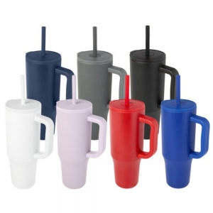 Copo isolado de 900 ml com certifica��o RCS e palhinha de silicone 'Brady'