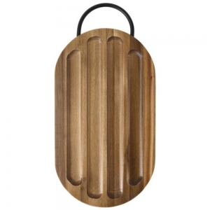 T�bua de cozinha de madeira de ac�cia com faca de p�o 'Prestige'