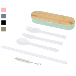 Conjunto de talheres com tampa de bambu 'Runa'