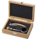 Conjunto para vinho em ao inox e bambu Leonie