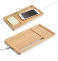MOTT. Organizador de secretria com carregador wireless 15W em bambu e ABS