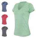 T-SHIRT DE SENHORA DE MANGA CURTA COM DECOTE EM V EM PO