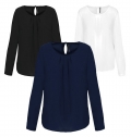 Blusa de senhora em crepe de manga comprida