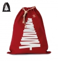 Saco de algodo com cordo, motivo rvore de Natal.