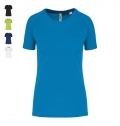 T-shirt de desporto de senhora de material reciclado com decote redondo