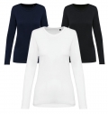 T-shirt Supima decote redondo e manga comprida de senhora