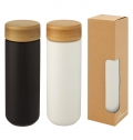 Copo trmico de cermica de 300 ml com tampa de bambu 'Lumi'