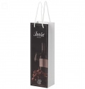 Saco de papel integra feito � m�o para garrafa de vinho com al�as de corda pl�stica � 12 x 9 x 37 cm