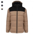 Parka acolchoada com capuz bicolor unissexo