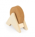 PLYCORK. Suporte em contraplacado com 6 bases para copos em cortia