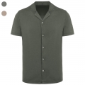 Camisa eco-respons�vel com aspecto lavado em jersey de manga curta com colarinho � bowling de homem