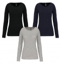 T-shirt de senhora decote redondo de manga comprida