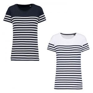 T-shirt estilo marinheiro Bio com decote redondo para senhora